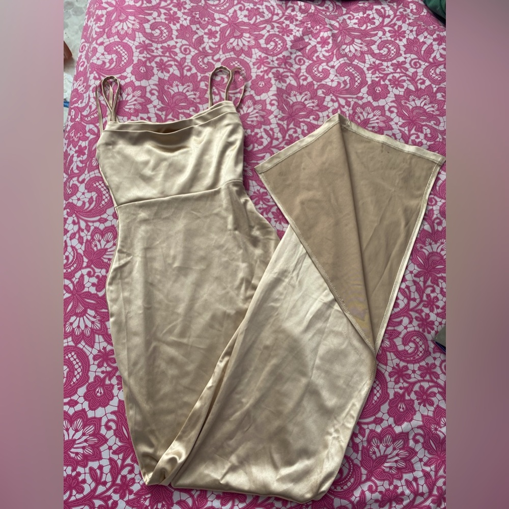 XXS Silky Champaign Long Prom Dress Windsor